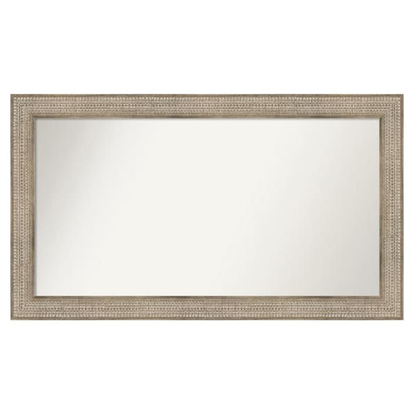 Amanti Art Trellis Silver 52 in. x 30 in. Custom Non-Beveled Wood Framed Bathroom Vanity Wall Mirror