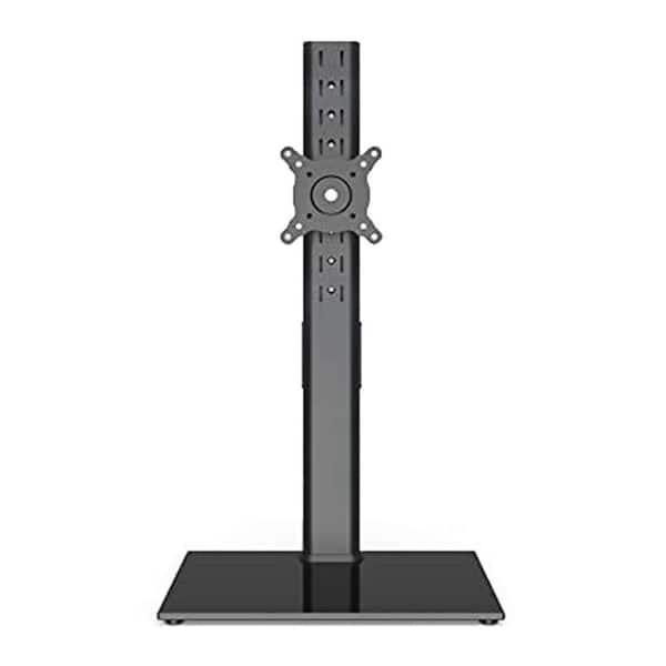 Single Monitor Stand Adjustable Freestanding Curved Screen Mount for 27-43 in. with Tempered Glass Base Black