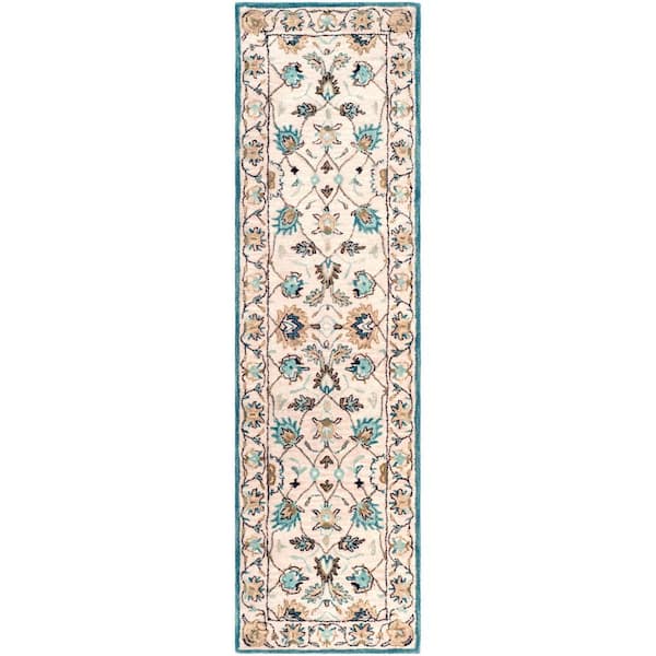 Antiquity 2 ft. x 8 ft. Peacock/Blue Oriental Runner Rug