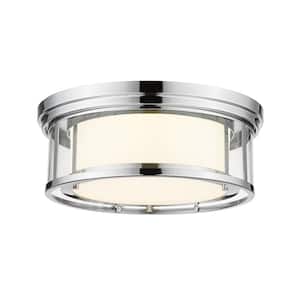 Willow 16 in. 3-Light Chrome Flush Mount Light with Glass Shade