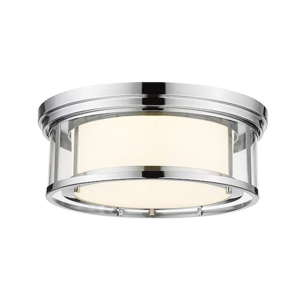 Unbranded Willow 16 in. 3-Light Chrome Flush Mount Light with Glass Shade