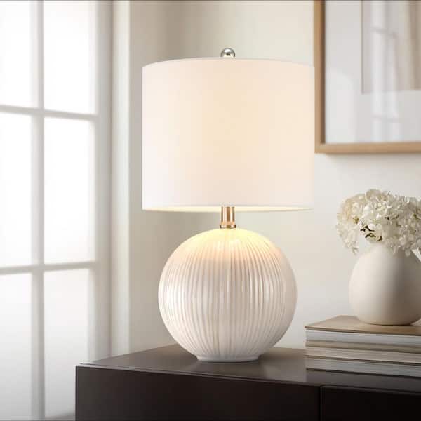 Murano 19 in. White Ceramic Table Lamp with White Shade
