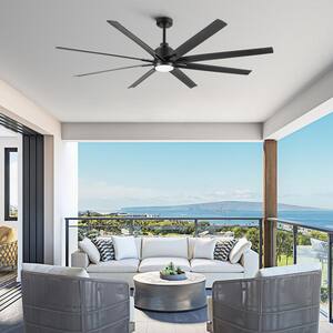 72 in. Integrated LED Indoor Black Windmill Ceiling Fan with DC Motor, Remote Control