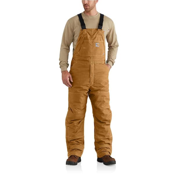Carhartt Men's 48 in. x 34 in. Brown Cotton/Nylon FR Quick Duck Lined Bib Overall