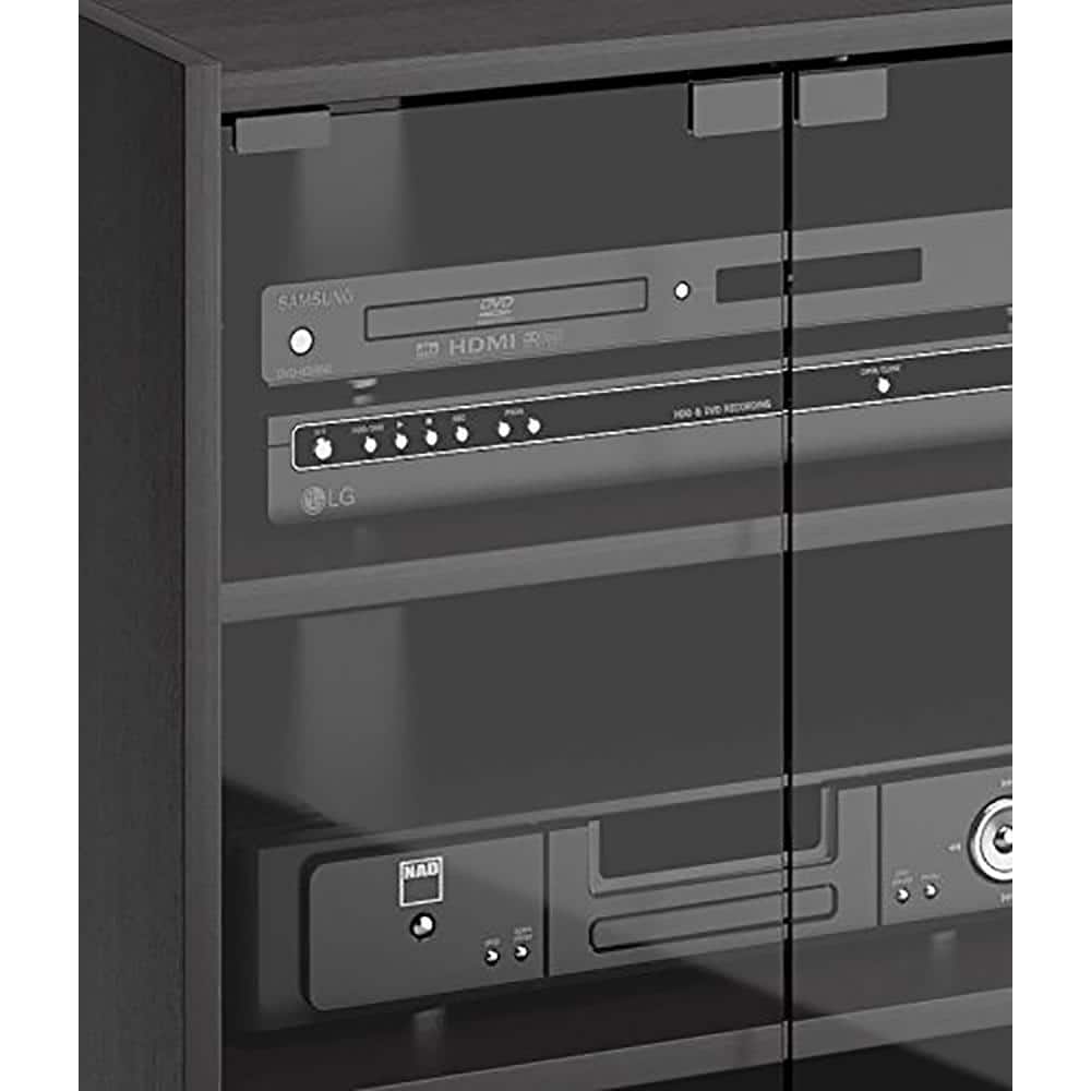 Ravenwood Black 44'' Media Storage Cabinet with Tempered Glass Door
