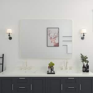 48 in. W x 36 in. H Rectangular Framed Wall Bathroom Vanity Mirror in Brushed Nickel
