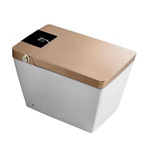 Rectangular 12 in. Roungh-In Smart Toilet Bidet, Auto Open/Flushing, Remote, LED Screen Display, Round Seat in Golden