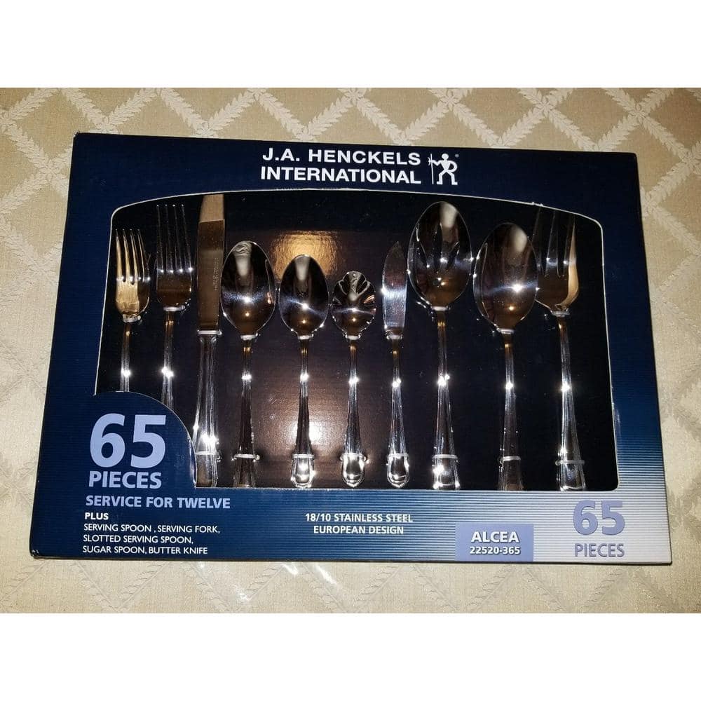 HENCKELS Alcea Flatware Set, 65-Piece, Silver