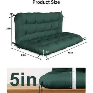 48 in. x 40 in. Dark Green Replacement Outdoor Porch Swing Cushion with Backrest