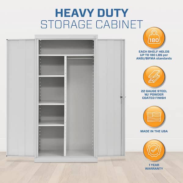 Classic Series Steel Combination Cabinet with Adjustable Shelves in Dove Gray (72 in. H x 36 in. W x 18 in. D)
