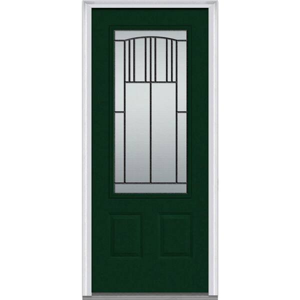 MMI Door 36 in. x 80 in. Madison Left-Hand 3/4 Lite 2-Panel Classic Primed Fiberglass Smooth Prehung Front Door