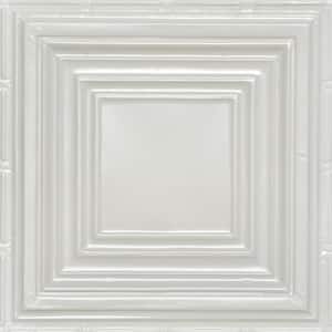 Raised Panel Eggshell White 2 ft. x 2 ft. Decorative Tin Style Lay-in Ceiling Tile (48 sq. ft./Case)