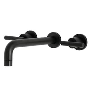 Manhattan 2-Handle Wall Mount Tub Faucet in Matte Black (Valve Included)