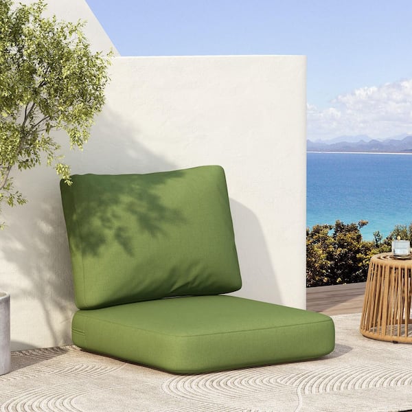 Noah 24 in. x 24 in. Patio 2-Piece Deep Seating Outdoor Lounge Chair Cushion, Green