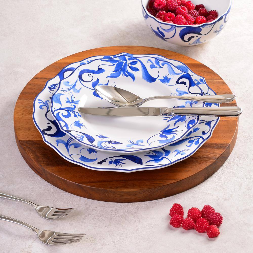 Ayla Blue and White Floral Porcelain 12-Piece Dinnerware Set