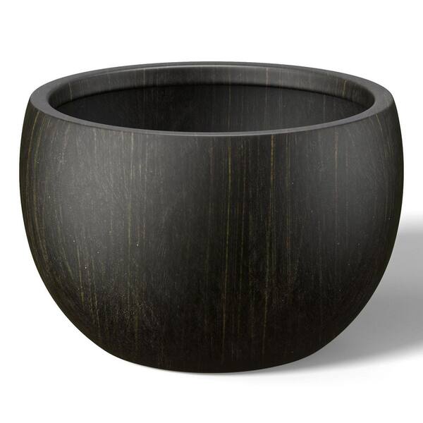 Morrava 20.5 in. Large Bronzed Black (Enhanced Interior) Concrete Round Planter / Pot with Drainage Holes