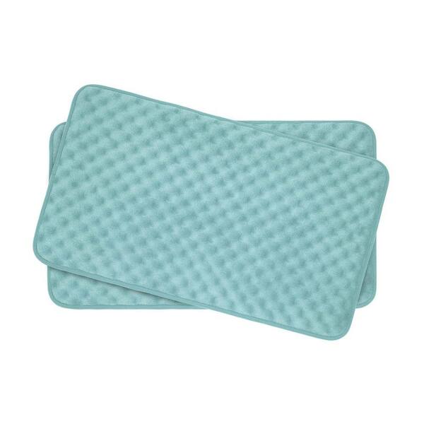 BounceComfort Massage Aqua 17 in. x 24 in. Memory Foam 2-Piece Bath Mat Set