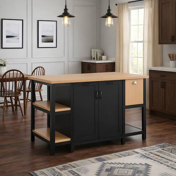 CHRISTOPHER KNIGHT HOME Hilliard Black and Natural Wood 57.8 in
