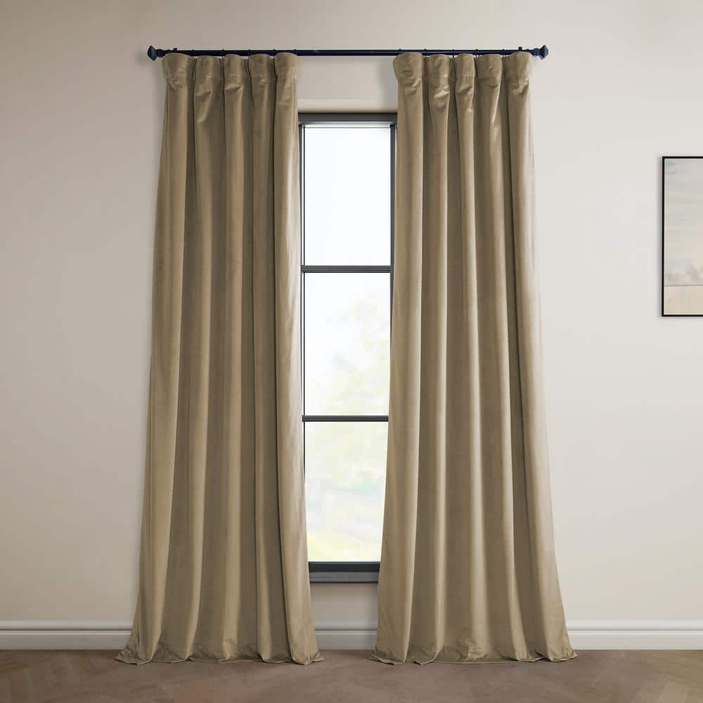 Museum Taupe Velvet Rod Pocket Room Darkening Curtain - 50 in. W x 108 in. L Single Panel Window Velvet Curtain price history on PriceWatchPro