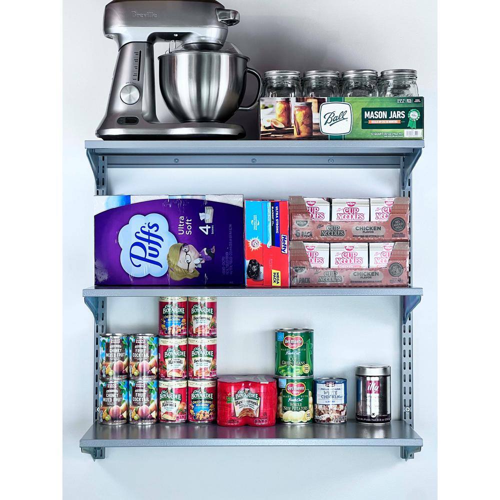 Sleek 31'' Gray Steel Wall-Mounted Shelf for Garage Organization