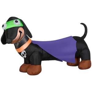 2.5 ft. Tall Airblown-Weiner Dog Treater with Cape and Skull Collar-SM