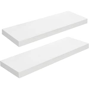 23.6 in. W x 7.9 in. D White Decorative Wall Shelf, Set of 2