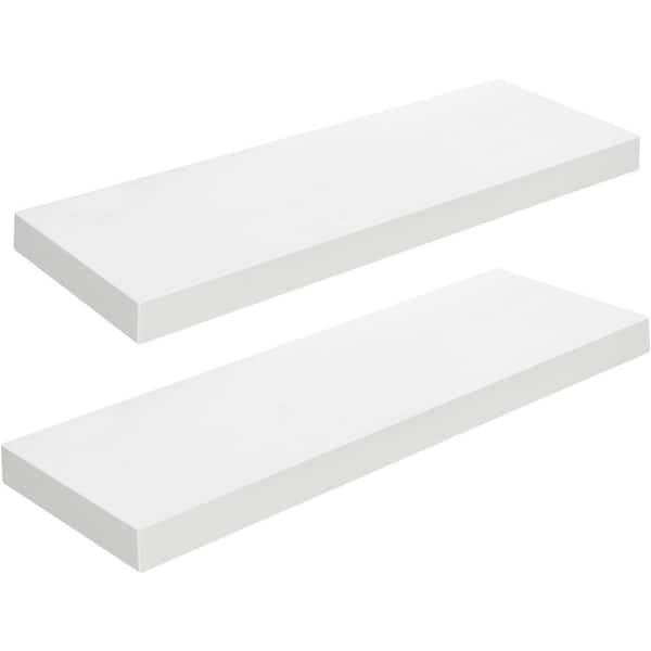 Cubilan 23.6 in. W x 7.9 in. D White Decorative Wall Shelf, Set of 2