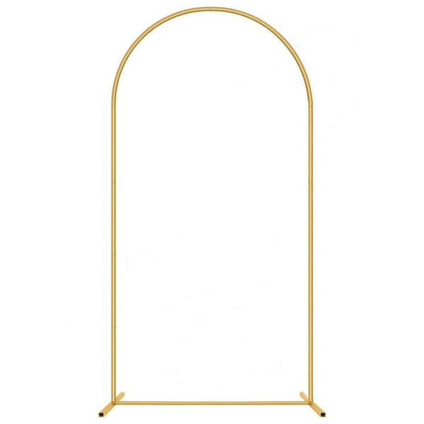 Primehome Gold Metal Wedding Arch Stand - Rust-Resistant Arbor Backdrop for Outdoor/Indoor Ceremony, 7.2 ft. x 3.9 ft.