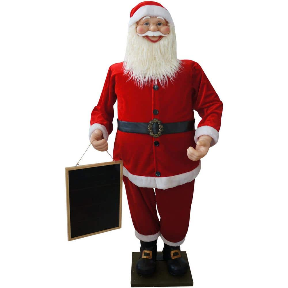 Fraser Hill Farm 58 in. Musical Christmas Santa Claus Holding a Chalkboard