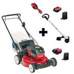 Flex-Force 60V Cordless 2-Tool Combo Kit; 21 in. Recycler Walk Behind Lawn Mower & String Trimmer - Charger/(2)Batteries