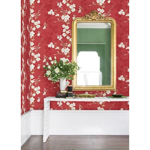 Nicolette Red Floral Trail Wallpaper