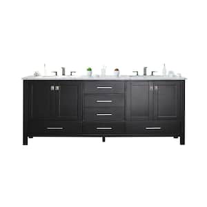 Aberdeen 84 in. W x 22 in. D x 34 in. H Double Bath Vanity in Espresso with White Carrara Marble Top with White Sinks