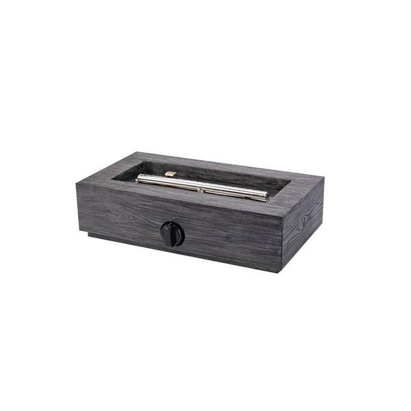 Hampton Bay 17.1 in. x 6.6 in. Rectangular Cement Gas Fire Pit Faux Wood Tabletop