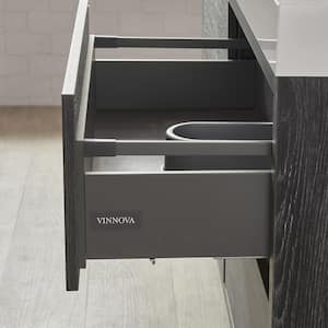 Huesca 59.8 in. W x 19.7 in. D x 33.9 in. H Double Sink Bath Vanity in North Black Oak w/ White Composite Top and Mirror