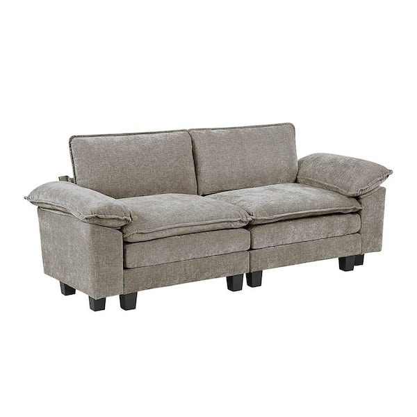 Bennett 87 in W Dark Pewter Chenille Upholstery 2-Seater Loveseat