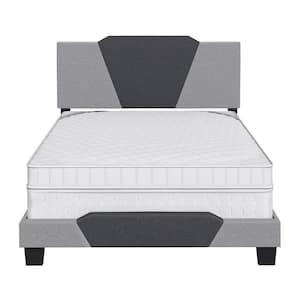 Tuscany Black and Grey Linen King Upholstered Platform Bed Frame