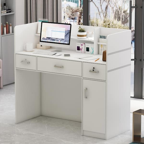 South Shore Furniture 54 W Crea Craft Table Writing Desk Pure White -  Office Depot