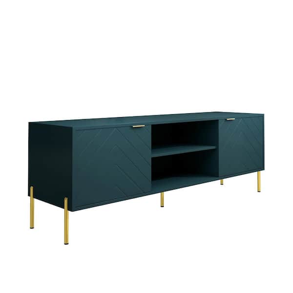 Boyel Living 59 in. Green TV Stand for TVs Up to 65 in. LED Entertainment Center with Cabinet