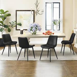 18 in.Black Low Back Metal Frame Dining Chair Cushioned Counter Bar Stool with Faux Leather Seat Set of 4