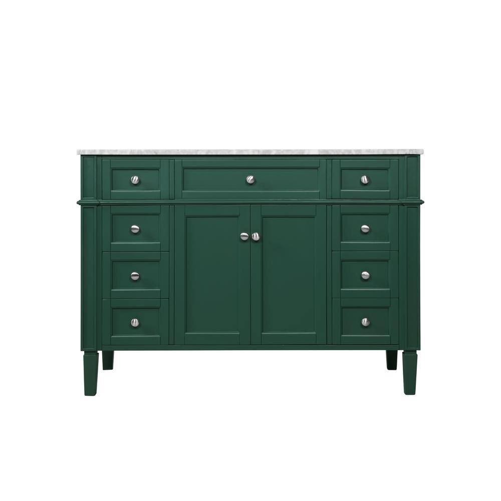 Timeless Home 48 in. W Single Bath Vanity in Green with Marble Vanity Top i