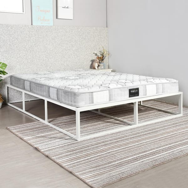 Sumyeg 11 8 In White Queen Size Metal, Willow Queen Bed Frame Fantastic Furniture