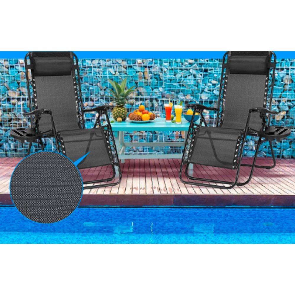 2 Set Zero Gravity Chairs Patio Portable Reclining Folding Lounge Chair Beach Camping Chairs with Pillow price history on PriceWatchPro