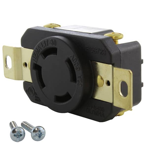 30A, 600V, NEMA L17-30R Flush Mount Locking Industrial Grade Outlet