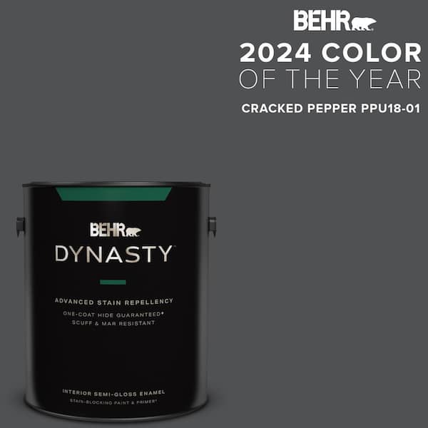 BEHR DYNASTY 1 gal. #PPU18-01 Cracked Pepper One-Coat Hide Semi-Gloss Enamel Interior Stain-Blocking Paint & Primer