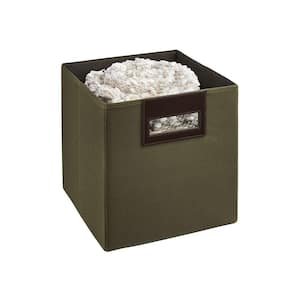 11 in. H x 10.5 in. W x 10.5 in. D Green Fabric Cube Storage Bin