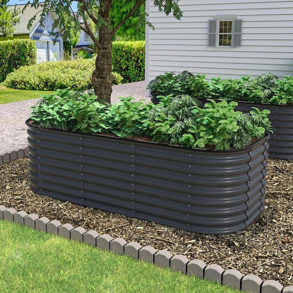 6 ft. x 3 ft. x 2 ft. Galvanized Steel Raised Garden Bed Planter Box Outdoor, Gray