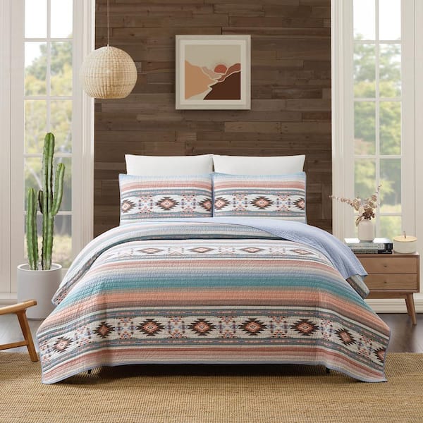 MODERN HEIRLOOM Sunset Canyon 2-Piece Multicolored Rustic Cotton Twin Quilt Set