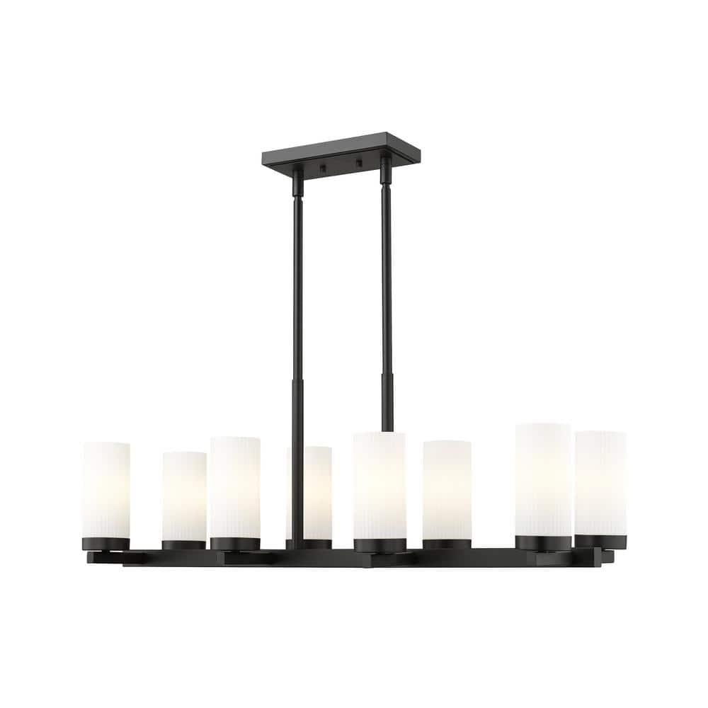 Danica 8-Light in Matte Black Linear Chandelier with no bulbs included