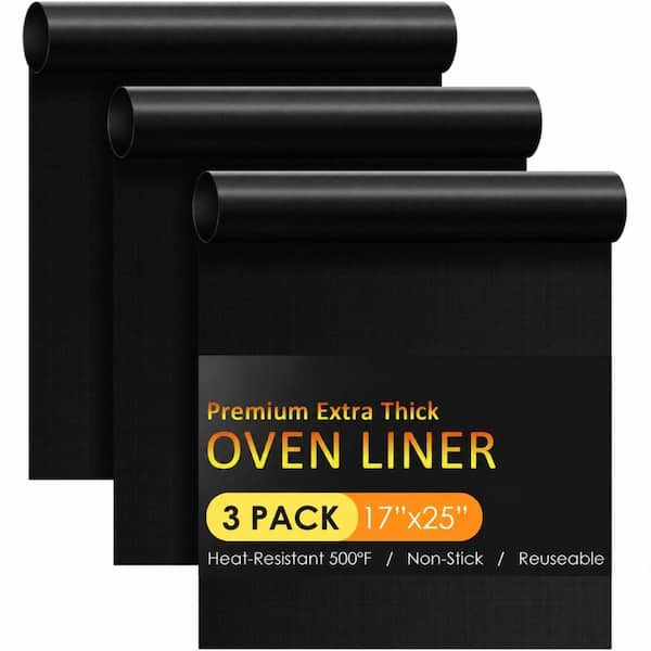 17 x 25 in. Heavy Duty Nonstick Oven Liner Mat 500 F Rated BPA-Free for Electric and Gas Ovens (3-Pack)