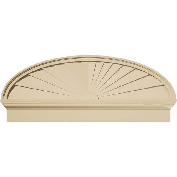 Ekena Millwork 44-in W x 17-7/8-in H x 2-3/4-in P Elliptical Sunburst Signature Urethane Combination Pediment, Primed Tan